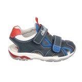 Sandalia niño en piel color azul, con memory foam