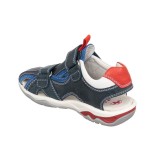 Sandalia niño en piel color azul, con memory foam