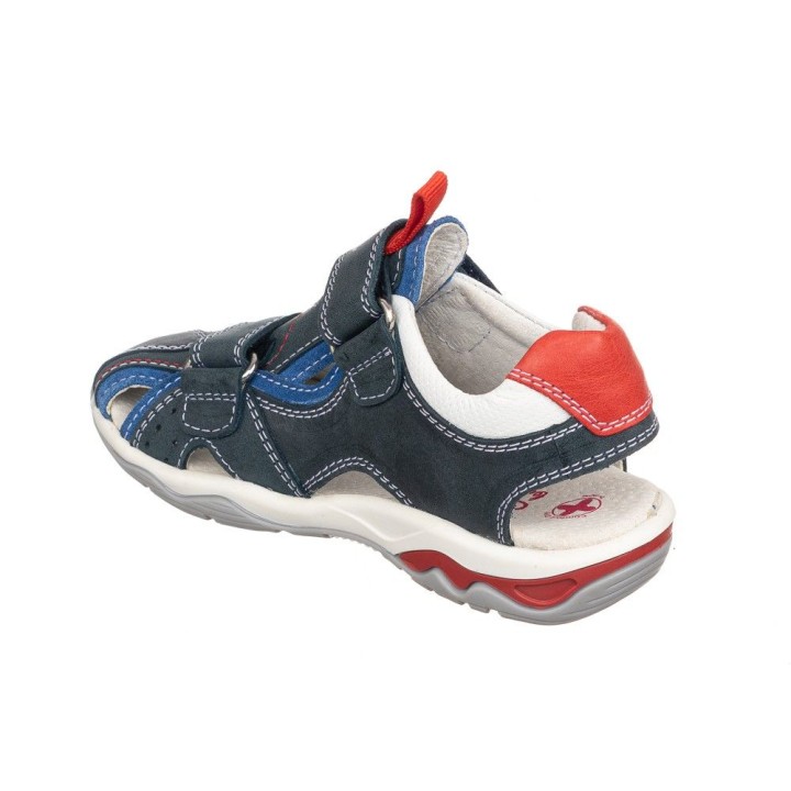 Sandalia niño en piel color azul, con memory foam