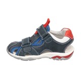 Sandalia niño en piel color azul, con memory foam