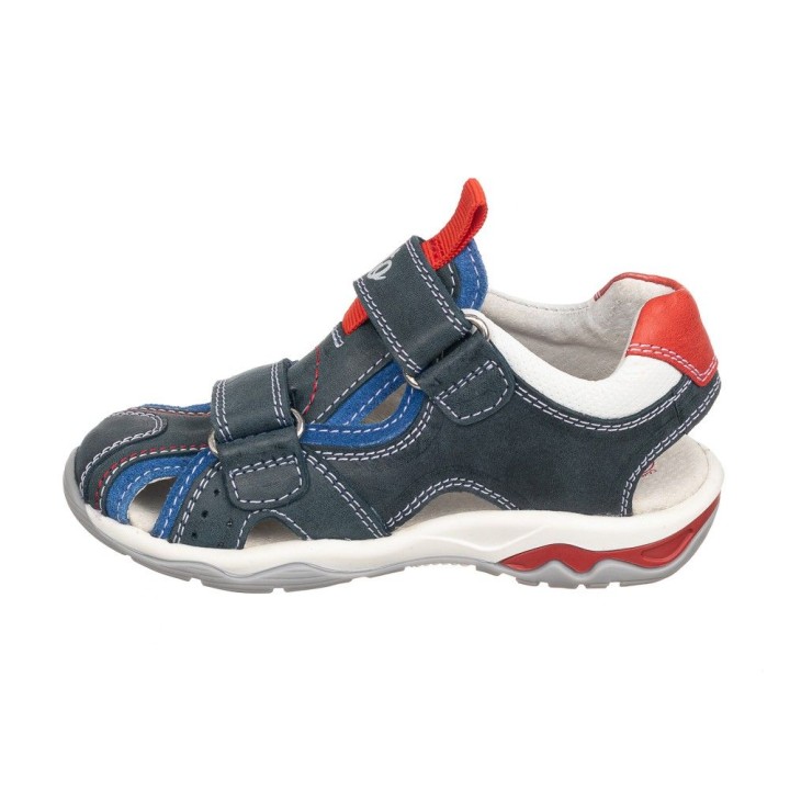 Sandalia niño en piel color azul, con memory foam