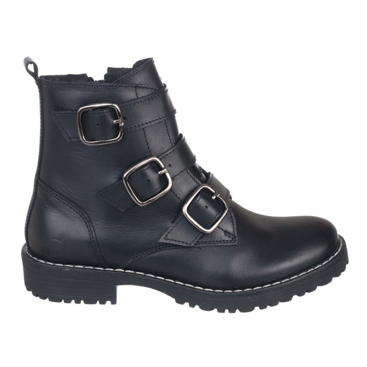 Botin negro  tres hebillas - vide moda-  100% piel