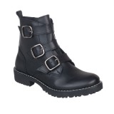 Botin negro  tres hebillas - vide moda-  100% piel