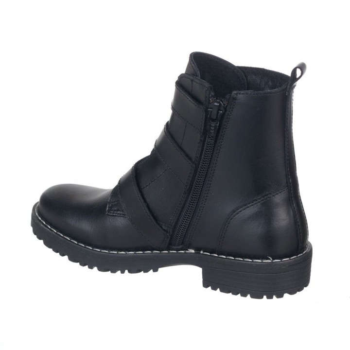 Botin negro  tres hebillas - vide moda-  100% piel