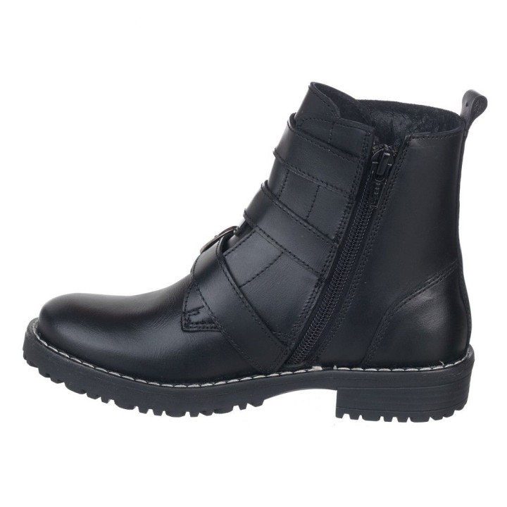 Botin negro  tres hebillas - vide moda-  100% piel