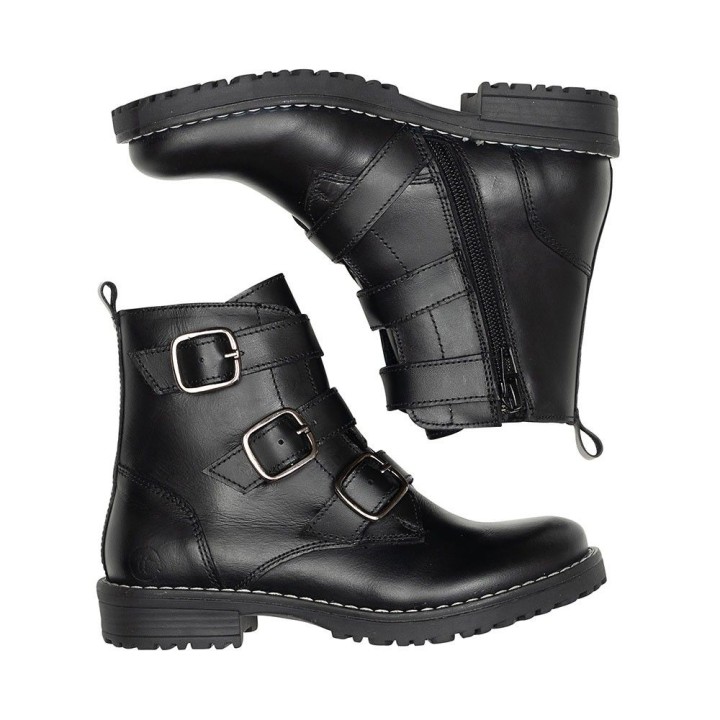 Botin negro  tres hebillas - vide moda-  100% piel