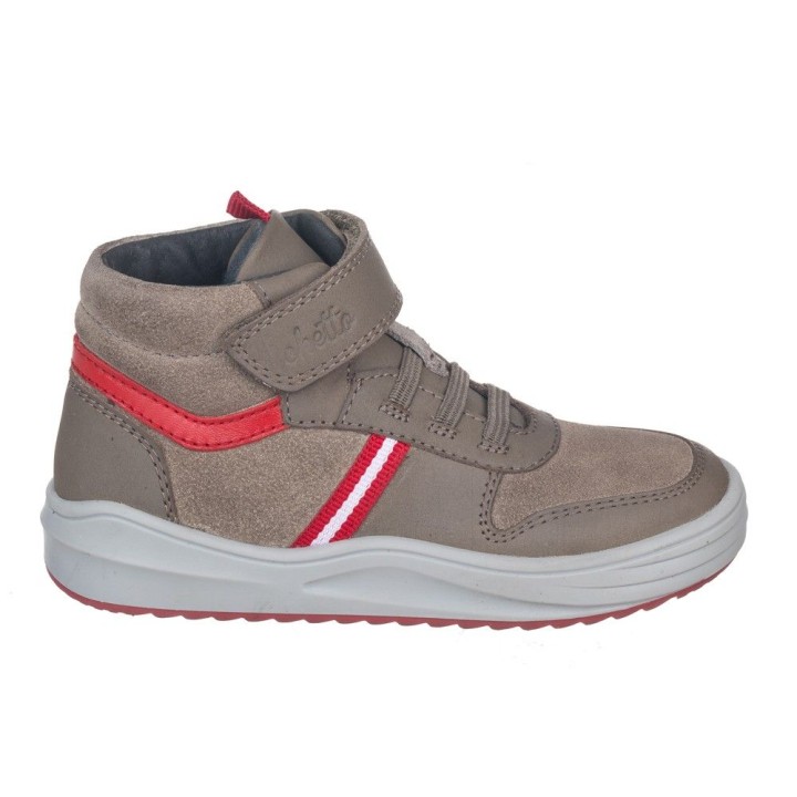 Botin niño  con velcro y cordones en piel