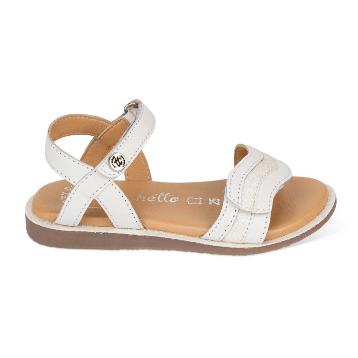 Sandalia Hawai Piel de Cabra. Velcro-Blanco