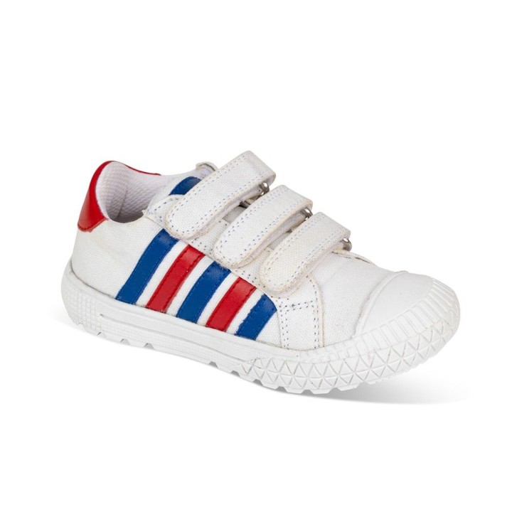 Deportivo tres velcros. Blanco