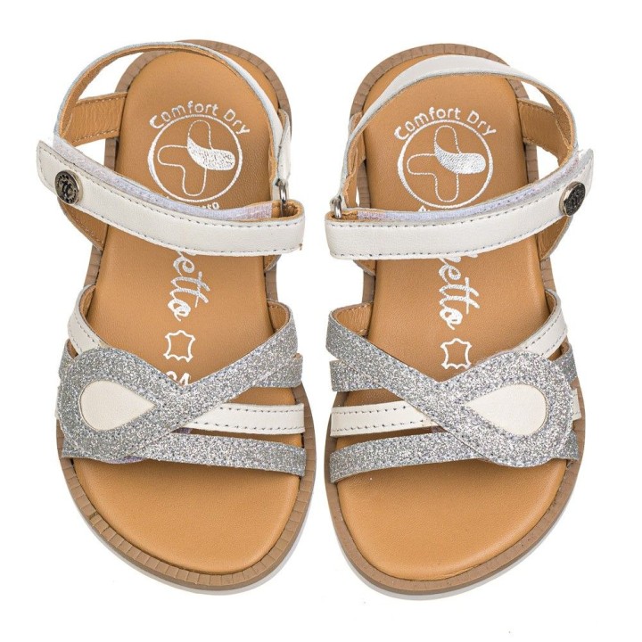 Sandalia en piel con velcro