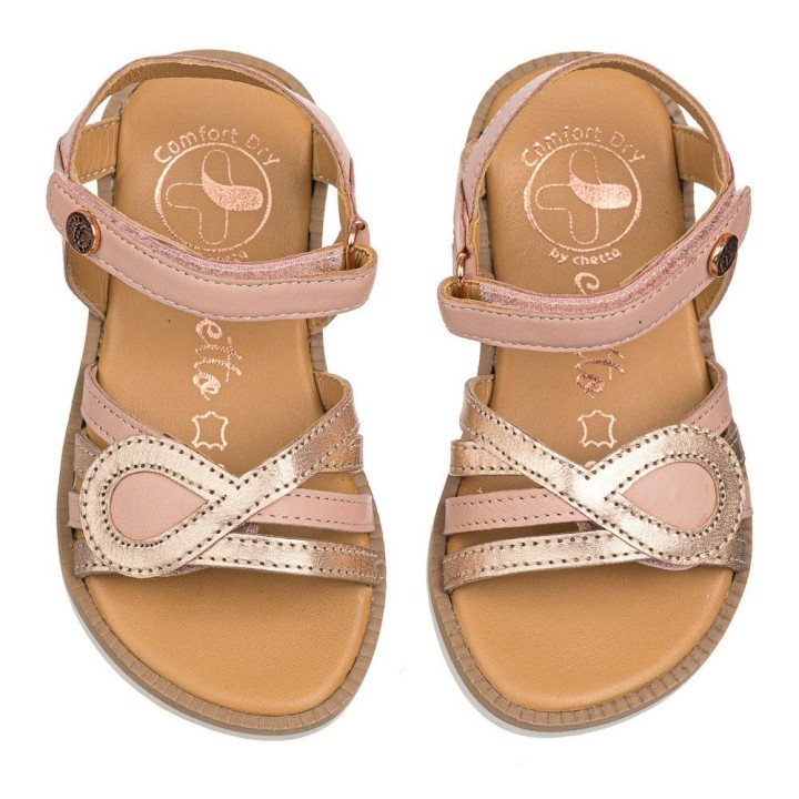 Sandalia en piel con velcro