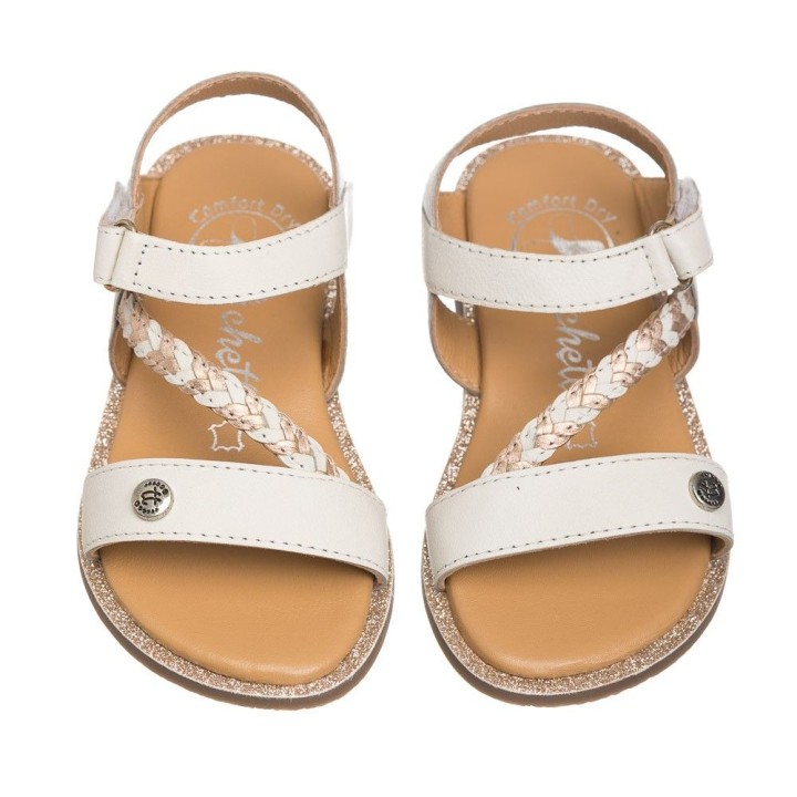 Sandalia color blanca para NIÑA 100% piel