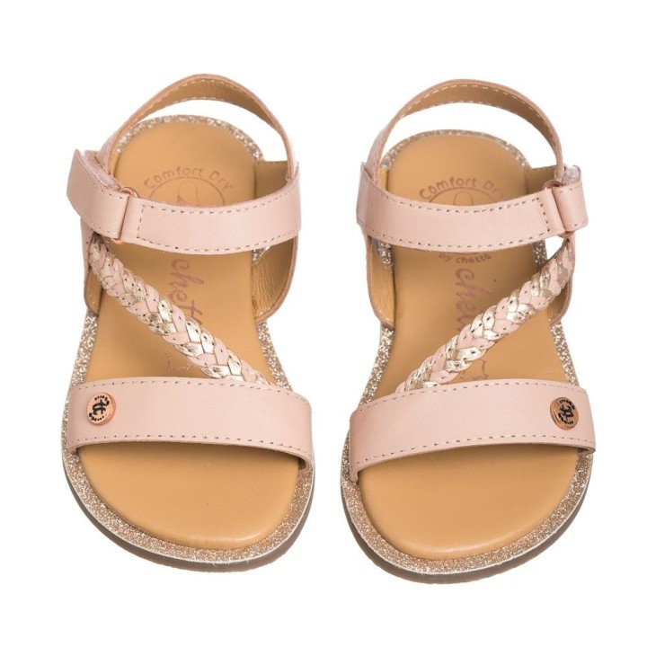 Sandalia color rosa para NIÑA confeccionada en piel