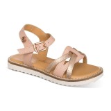 Sandalia oro rosa en piel para NIÑA, con suela moderna y cómoda