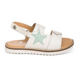 Sandalia blanca en piel con detalle de estrella con purpurina