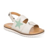 Sandalia blanca en piel con detalle de estrella con purpurina