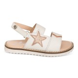 Sandalia blanca en piel con detalle de estrella color oro