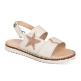Sandalia blanca en piel con detalle de estrella color oro