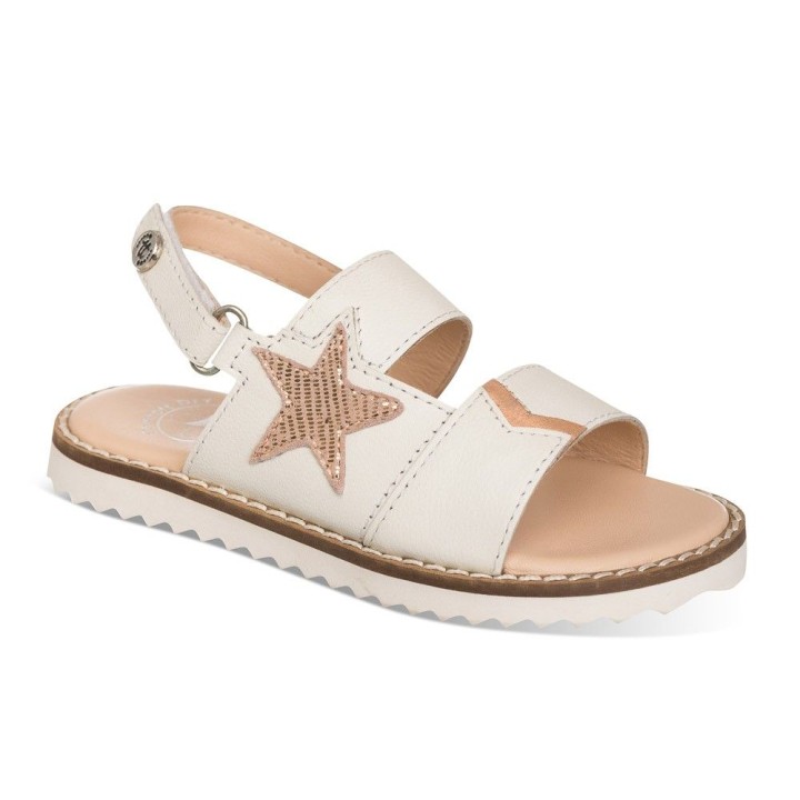 Sandalia blanca en piel con detalle de estrella color oro