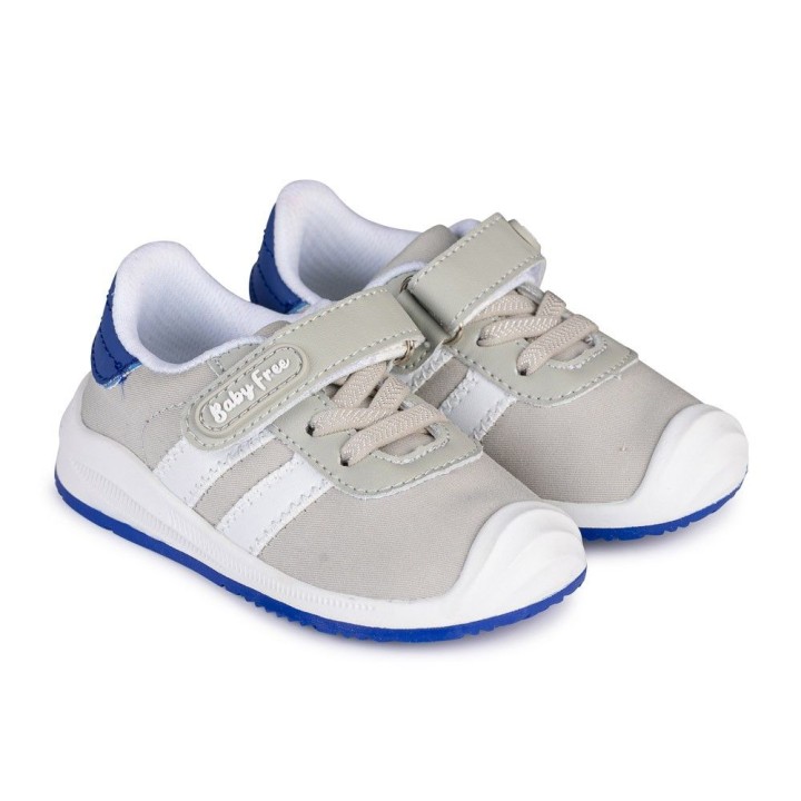 DEPORTIVO BAREFOOT BABY FREE - LONA GRIS | ESTILO URBANO, DOBLE BANDA BLANCA