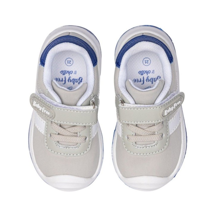 DEPORTIVO BAREFOOT BABY FREE - LONA GRIS | ESTILO URBANO, DOBLE BANDA BLANCA