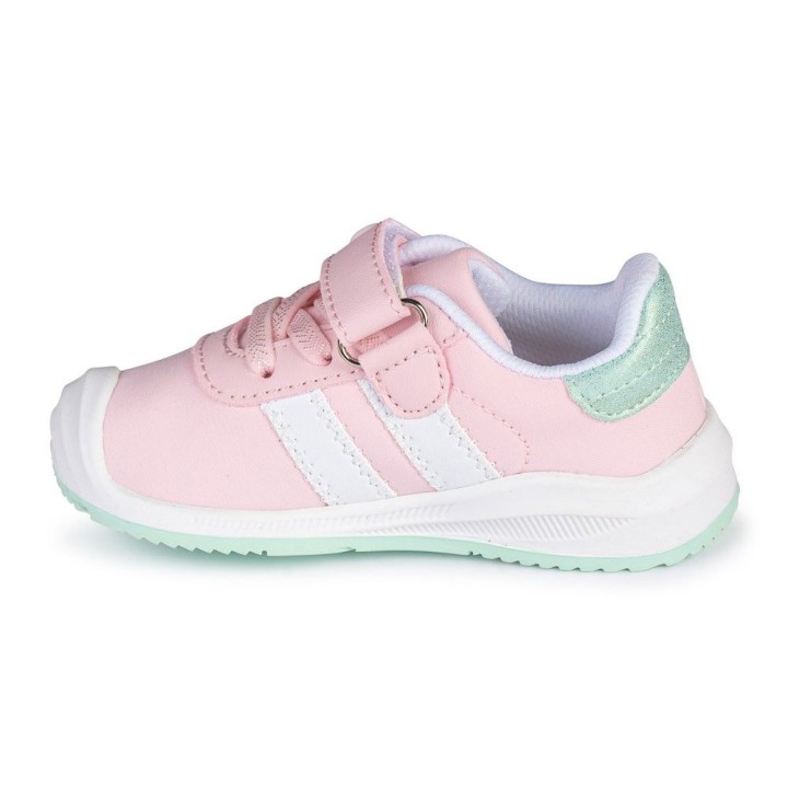 DEPORTIVO BAREFOOT BABY FREE - LONA ROSA | SUAVIDAD PASTEL CON DOBLE BANDA BLANCA