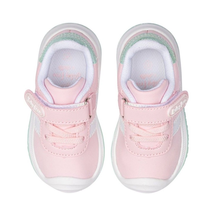 DEPORTIVO BAREFOOT BABY FREE - LONA ROSA | SUAVIDAD PASTEL CON DOBLE BANDA BLANCA