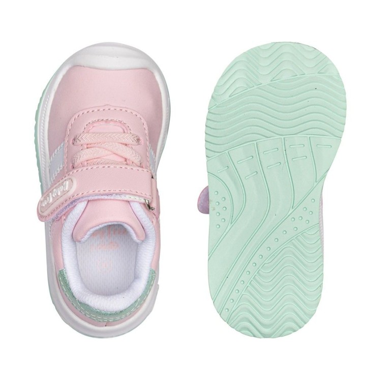 DEPORTIVO BAREFOOT BABY FREE - LONA ROSA | SUAVIDAD PASTEL CON DOBLE BANDA BLANCA