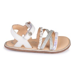 SANDALIA BAREFOOT BLANCO - TIRAS BRILLANTES Y VELCRO AJUSTABLE