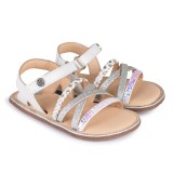 SANDALIA BAREFOOT BLANCO - TIRAS BRILLANTES Y VELCRO AJUSTABLE