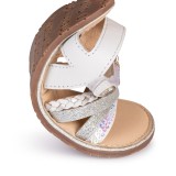 SANDALIA BAREFOOT BLANCO - TIRAS BRILLANTES Y VELCRO AJUSTABLE