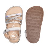 SANDALIA BAREFOOT BLANCO - TIRAS BRILLANTES Y VELCRO AJUSTABLE