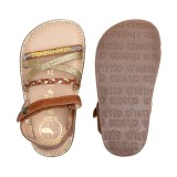 SANDALIA BAREFOOT MOKA - TIRAS DORADAS Y VELCRO AJUSTABLE