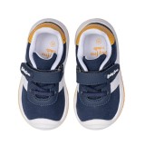 DEPORTIVO BAREFOOT BABY FREE - LONA AZUL | ELEGANCIA CLÁSICA CON DOBLE BANDA BLANCA.