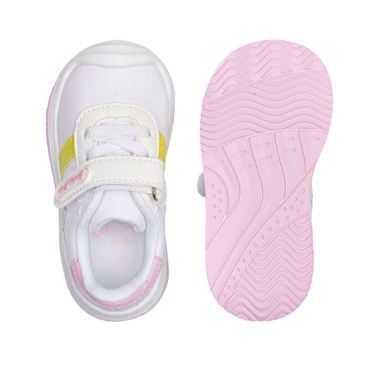 DEPORTIVO BAREFOOT BABY FREE - LONA BLANCO COLORES | SUAVIDAD Y ESTILO PASTEL CON DOBLE BANDA