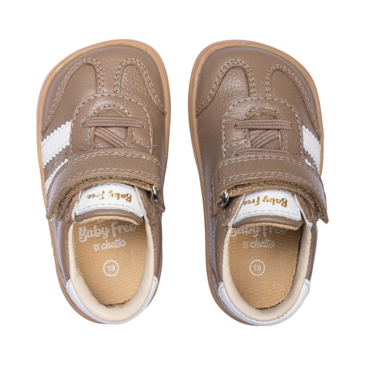 Zapatilla Barefoot Infantil Piel – Taupe