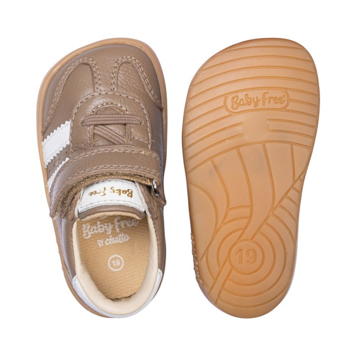 Zapatilla Barefoot Infantil Piel – Taupe