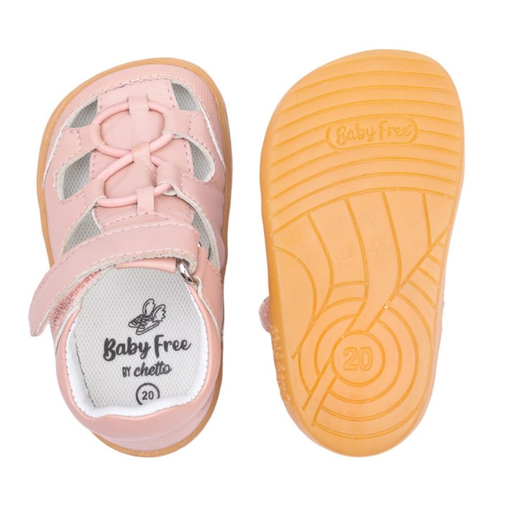 CANGREJERA PIEL BAREFOOT BABY FREE ROSA