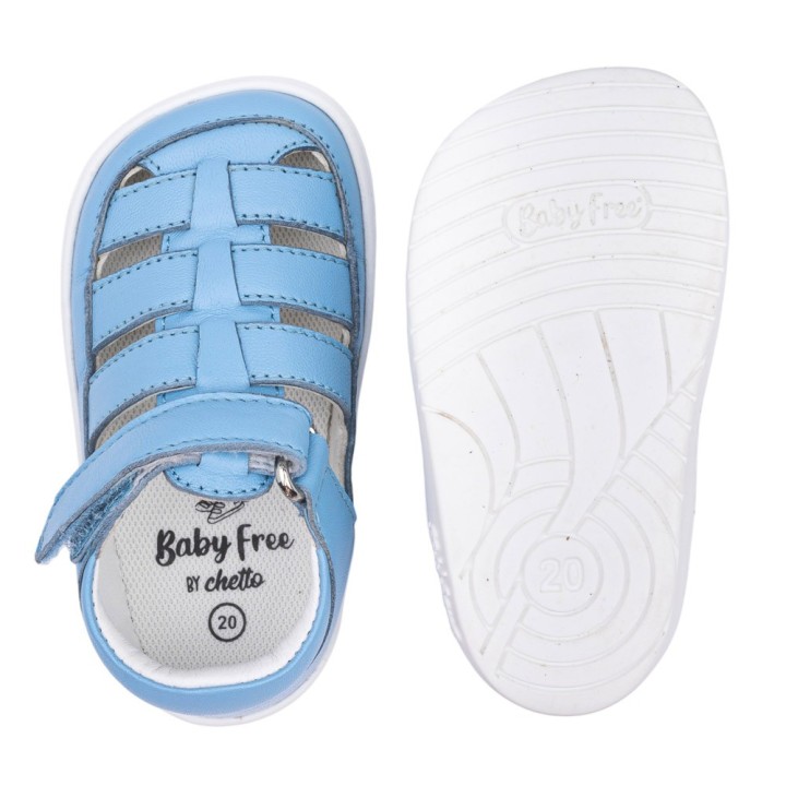 SANDALIA BAREFOOT SEMIABIERTA BABY FREE AZUL CELESTE