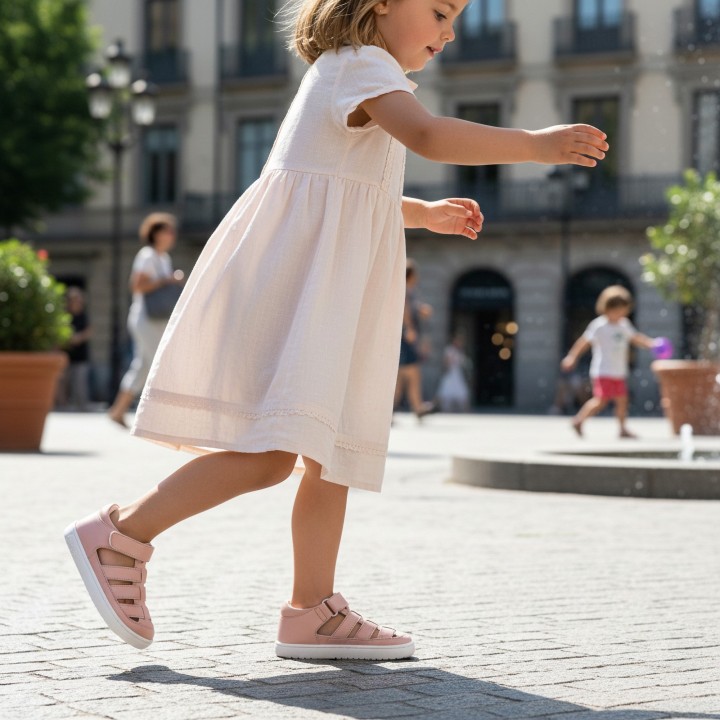 SANDALIA BAREFOOT SEMIABIERTA BABY FREE ROSA