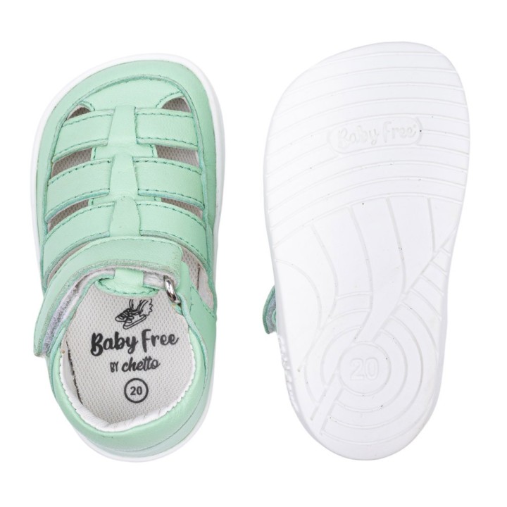 SANDALIA BAREFOOT SEMIABIERTA BABY FREE VERDE