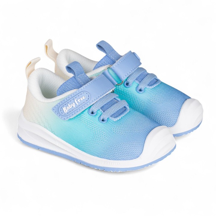 DEPORTIVA BAREFOOT BABY FREE TEXTIL BLANCO - AZUL