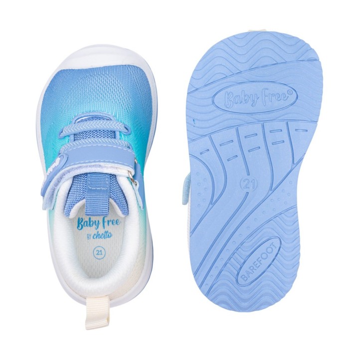 DEPORTIVA BAREFOOT BABY FREE TEXTIL BLANCO - AZUL