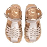 SANDALIA BAREFOOT PIEL CHETTO CANGREJERA TRENZADA ORO