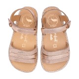 SANDALIA BAREFOOT PIEL CHETTO TIRAS METALIZADAS ORO ROSADO