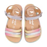 SANDALIA BAREFOOT PIEL CHETTO TIRAS METALIZADAS PLATA