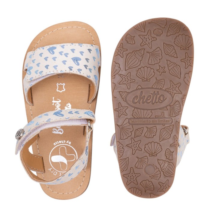 SANDALIA BAREFOOT PIEL CHETTO ESTILO CLÁSICO CORAZONES