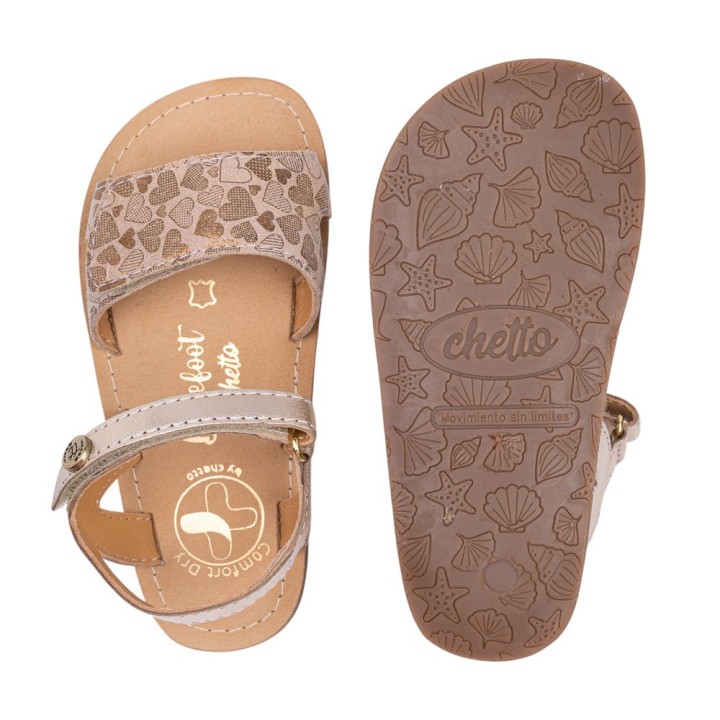 SANDALIA BAREFOOT PIEL CHETTO ESTILO CLÁSICO ORO