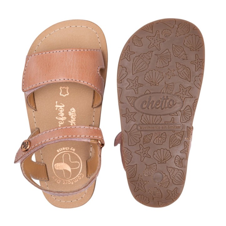 SANDALIA BAREFOOT PIEL CHETTO ESTILO CLÁSICO ROSA