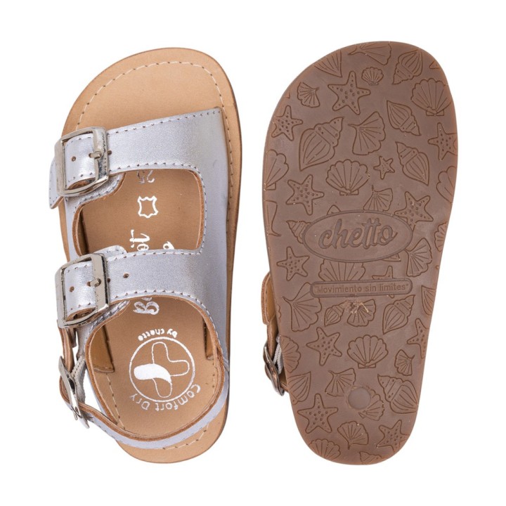 SANDALIA BAREFOOT PIEL CHETTO TIPO BIO PLATA